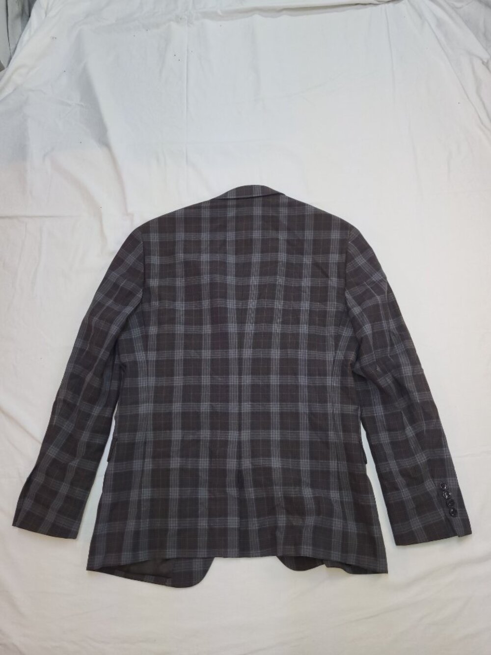 DKNY Men's Grey Plaid Check Two-Button Blazer Sport Coat Size 40R - Picture 4 of 13